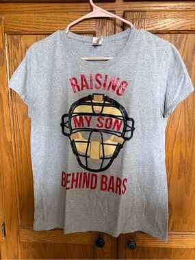 Baseball momGray Graphic Tee — Raising My Son Behind Bars